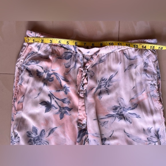 Wide Leg Palazzo Pants Pull On Snake Skin Print Floral M Pockets Elastic Tie - Picture 14 of 16